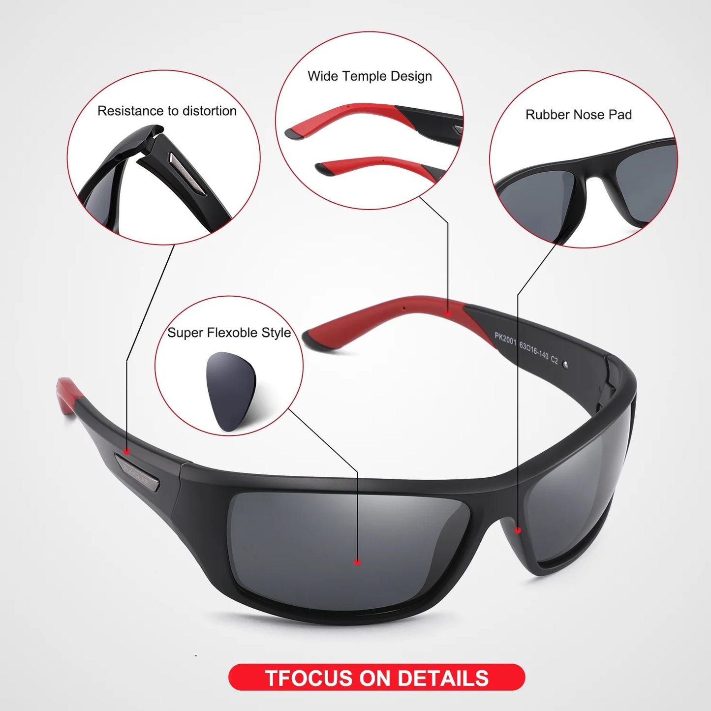 Polarized Sports Sunglasses for Men Women Driving Sunglasses Cycling Running Fishing Golf Goggles Unbreakable Frame